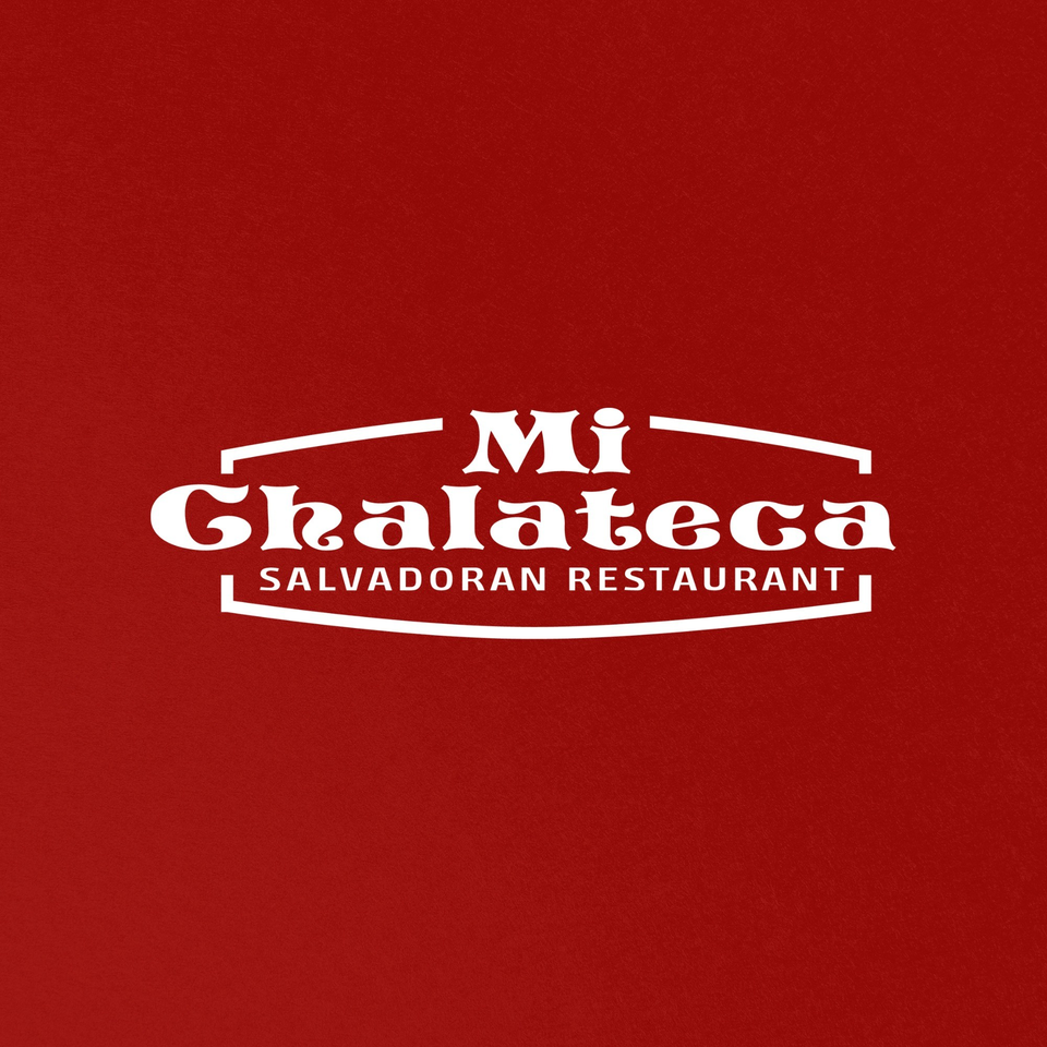Mi Ghalateca Salvadoran Restaurant logo in white text on a textured red background.