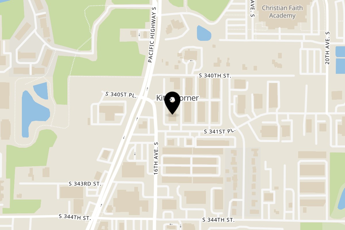Map showing the location of Mi Chalateca Federal Way on 1610 S 341st Pl STE F in Federal Way
